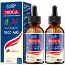 TUDCA Máj támogatás cseppek 1800mg - Erőteljes májpótlás Bile Salts, NAC, Schisandra és Gyermekláncfű, Máj Detox és javítása - Fast- Absorbing, Sugar- mentes, Alkoholmentes - 4 Fl.Oz