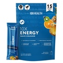 10X Health - Energy Wave Crusher - Energy Drink with 200 mg koffein, BCAA, B Vitamins, Accelised Absorption - Trópusi punch Pre- Workout Drink - 15 Drink Mix Packets (Wave Crusher - Energy)