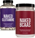 NAKED ízesítetlen BCAA 100 Sevings + tiszta L- Glutamin 240 kapszula köteg: nem-GMO, glutén mentes, izom helyreállítás, semmi mesterséges