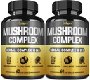 Satoomi 10in1 Pilz Complex ergänzt Kapseln - 4 Monate Versorgung - Blends mit Lions Mane, Cordyceps, Reishi, Chaga, Maitake, Shitake & Others - 2 Packungen 60 Kapseln