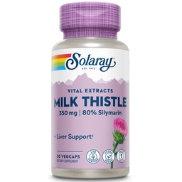 SOLARAY Milk Thistle Seed Extract 350 mg Garantált, hogy 80% Silymarin, Hagyományos májtámogatás, Vegan & Lab ellenőrzött minőség, 60 napos pénz- vissza garancia, 30 Servings, 30 VegCaps