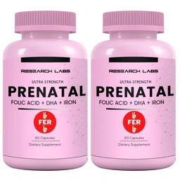 Research Labs Prenatal Vitamins for Women 2 Fer 1 Ad: 6X Biológiailag jobban hozzáférhető Methyllezett folsav MTHF 5