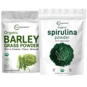 Mikro Összetevők Organic Spirulina Powder 1lb & Organic Barley Grass Powder 16oz Bundle 2 Pack 124; Nyersanyag Superfoods