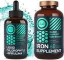 WILD FUEL Vas tabletta nőknek folsav és folyékony klorofill spirulina női egészség és méregtelenítő köteg