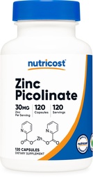 Nutricost Cink Pikolinát 30 mg, 120 kapszula - glutén mentes és nem GMO