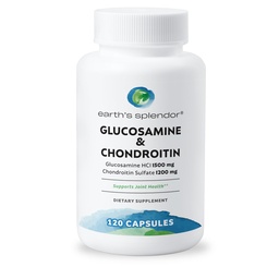 Earth 's Splendor Glucosamine HCI 1500 mg Chondroitin Sulfate 1200 mg kiegészítés férfiak és nők számára, támogatja a közös egészséget, támogatja a napi közös funkciót (120 kapszula, 1 + havi ellátás)