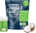 Coromega MAX 2400mg Omega3 Halolaj + D-vitamin Squeeze Packets, Wild- Caught, No Fishy Taste - 3X Jobb abszorpció, mint a Softgels, Támogatja az agy és a szív egészségét (90 szerváció, Kókusz áldás)