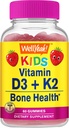 WellYe D3-vitamin + K2 gyerekeknek Gumifélék - D3-vitamin 1000 NE, K2 100 MCG - Csont- és izomfájdalom támogatás, természetes ízesítők, GMO mentes, glutén mentes, Vegan - K2 D3-vitamin kiegészítő - 60 gumi