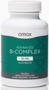 Omax3 Advanced B Vitamin Complex 50MG Biotin124; Strong & Shiny Hair, Skin Nails, Support Stress, Immunity, Energy Metabolizmus, 90 kapszula
