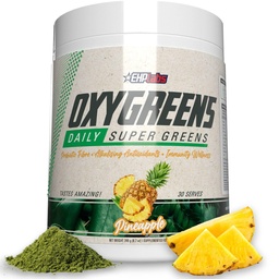 EHP Labs OxyGreens Super Greens Powder - Spirulina & Chlorella Superfood, Green Juice Powder & Greens Supplements with Prebiotic Fibre, Antioxidants & Immunity Support, 30 Serves (ananász)