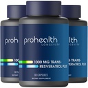 ProHealth Trans Resveratrol Plus 1000mg. Világok leginkább kutatott Trans- Res kiegészítés. Doctor Formuled with Quercetin & BioEnhancers for Max Potency. Laboratóriumi vizsgálatok 98% Tiszta. 30 Servings (3 csomag)