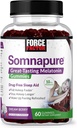 FORCE FACTOR Somnapure Gumies Melatonin 10 mg felnőtteknek, Non-Habit- Forming, Natural Sleep Aid for Deep Sleep, Stay Alving Longer, Wake Up Refresther, Dream Berry Flavor, 60 Count (1-es csomag)