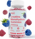 Kreatin Monohidrát Gumikat a férfiak és nők - magas tisztaságú Sour Blue Raspberry - Sajtos kreatin Infused Gummy Izom Erő & Energia Boost, Biológiailag hozzáférhető pre- Edzés kiegészítés