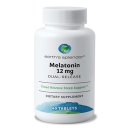 Earth 's Splendor Melatonin 12 MG Bilayer tabletta, Alvástámogatás kiegészítés, 60 gróf - 2 hónap ellátás Melatonin