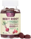 Beet Root Supplement Gumies - 500 mg Beetroot kivonat por C & Magnézium - Támogatja az energia szív egészség és nitrogén-oxid termelés - Red Beets kiegészítők gumi - 60 gumi