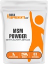 BulkSupplements.com MSM Powder - Metilszulfonilmetán, MSM kiegészítés, tápanyag-kiegészítés - glutén mentes, 3g per szerving, 250g (8,8 oz) (1-es csomag)