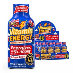 B12-vitamin 11,000% extra erő energia shot Açaí Pomegranate 12 Pack, 260mg természetes koffein, B12 & B6, Nootropic Focus, Vitality, Zéró Sugar, Gluten- Free, Vegan, Kosher, 1,93 fl oz