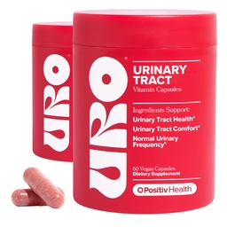 O Pozitiv URO Vizelet Tract Health Supplement for Women, 60 Count (Pack of 2) - Vizelettámogató Vitaminok Pacran Complete Cranberry kivonattal, D- Mannose, & C-vitamin - Vegan & Gluten- Free