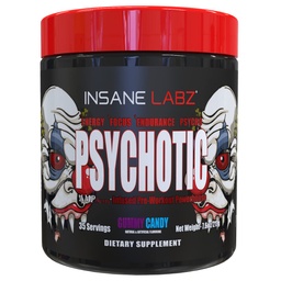 Őrült Labz Psychoticus, magas stimuláns Pre Workout Powder, extrém lasting Energy, Fókusz és Endurance Beta Alanine, Creatine Monohidrát DMAE, 35 Srvgs (gumicukor)