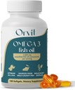 ORVIT Omega 3 Fish Oil Softgel 2000 mg - Ultimate EPA DHA Supplement for Men and Women - Burless - No Fishy Taste - Unflavored 180 Softgels - Organic, Non GMO - Made in The USA