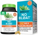 Zenwise Health No Bloat Digestic Enzimes for Gut Health, Gas & Bloating Relief - Multi Enzimes Digestion Supplement with Probiotics, Ginger, Turmeric Dandelion & Lactaz - Men & Women - 100 Count