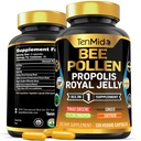 Bee Pollen kapszula kiegészítés - 7in1 Formula - Propolis, Royal Jelly, Panax Ginseng, Ceylon fahéj, Gyömbér és Saffron - Emésztési egészség, Immuntámogatás - 120 kapszula