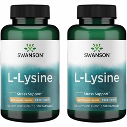 Swanson Free Form L- Lysine - Natural Supplement Promoting Stress Support & Idegrendszeri Egészség - Előmozdíthatja relaxáció 500 milligramm 100 kapszula (2 csomag)