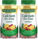 Természet Bounty Calcium + D3 + Cink Gumies, Támogatja Strong Bones & Fogak Plus egészséges immunrendszer, 500 mg, narancs és cseresznye ízesített, 70 Gumies (csomag 2)