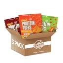 Twin Peaks Összetevők Alacsony szénhidrát, Keto Friendly Protein Puffs, (Variety Pack, 2.1 Ounce), 2 Servings, 3 Pack (60g, 42g protein, 4g szénhidrát)