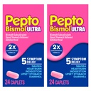 Pepto Bismol ULTRA Caplets, gyomorpanaszok enyhítése, hányinger enyhítése, szívégés enyhítése, emésztési zavar enyhítése, hasmenés elleni gyógyszeres kezelés felnőttek számára - 5 symphyreosis, 48 ct (2x24 ct)