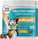 Solid Gold Dog Multivitamin - Soft Dog Vitamins & Supplements Chews - All-in-One Heart, Immune, Brain, Skin, Coat & Gut Health Support w / Vitamin C, B12, probiotikumok és antioxidánsok - Bacon Flavor 120ct