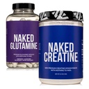 NAKED Pure Micronized Creatine Monohydrate 200 Servings + Pure L- Glutamin 240 Capsules Bundle: Vegan, Non-GMO, Gluten Free. Minimalizálja izom lebontása és javítása fehérje szintetika. Semmi mesterséges.