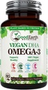 Algal Oil - Vegan DHA Omega 3 Halolaj kiegészítők - Brain booster, Kiegészítés & Prenatalis Vitamin -Provides Egészséges szív & Immune Support - Burless Algae Supplement - 60 Mini Hal Softgels