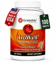 Irowell Iron Tablets 65mg - 100 tabletta egy 100 napos, teljes ellátású Ferrous Fumarate for Energy, Muscle Strength & Immunity - Vaspótlás férfiak és nők részére