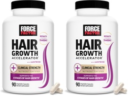 Force Factor Hair Growth Accelerator Multivitamin for Women & Men, with Lustriva, Biotin, Horsetail & Vitamins A, B12, C, D & E for Thicker Hair, Healthier Skin & Nails, 90 Capsules,(Pack of 2)