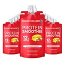 Designer Wellness Protein Smoothie, Real Fruit, 12 g fehérje, alacsony szénhidrát, nulla hozzáadott cukor, gluténmentes, nem GMO, nincs mesterséges színezék vagy aroma, Epres Banana, 12 gróf