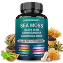 Sea Moss Advanced - Sea Moss 3000mg Black Seed Oil 2000mg Ashwagandha 1000MG Bladderwrack 1000mg Burdock 1000mg & C Vitamin D3 Bőrpótlás esetén 124; Man & Women Affairs 124; 30 napos ellátmány
