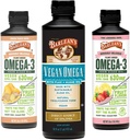 Barlean 's Vegan Omega 3 Algae Oil Liquid Supplement Bundle, Magában foglalja Flaxseed és Algae Oil Blend, Ginger Peach, és Pink Lemonade Flavor, EPA és DHA Dagi Acids