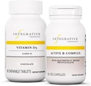 Integrált terápiák Bundle Active B- Complex, 60 kapszula & D3 vitamin 125 µg, 90 rágótabletta - Active B- Complex to Support Energy Metabolisation * - D3- vitamin, hogy támogassa a csont egészségét *