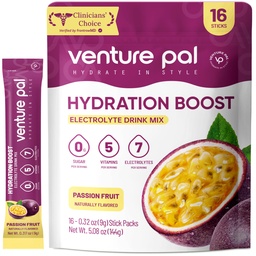 Venture Pal Sugar Free Electrolyte Powder Packets - Liquid Daily IV Drink Mix for Rapid Hydration & Party Recovery 124; 5 Vitamins & 7 Electrolytes