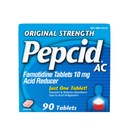 Pepcid AC Original Strength Heartburn Relief Tablets, OTC Medicine Prevents & Relieves Heartburn Acid Insection & Sour Gyomor, 10mg Famotidin Acid Reducer, Fast- Acting, 90