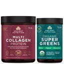 Ősi táplálkozás Multi Collagen fehérje por, ízesítetlen, 60 adag + Supergreens por, zöldek ízesítője, 25 adag