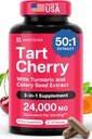 3 in 1 Tart Kirschextrakt Kapseln mit Kurkuma und Sellerie gesehen für Füße & Gelenk Support Uric Acid Flush Cleanse & Purge Pillen, 60 Veggie Kapseln hergestellt in USA