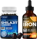 Végső egészségügyi köteg: Folyékony vas kiegészítés és tiszta Himalájai szerves shilajit gumik nők és férfiak - Non-GMO, Vegan, Natural Energy and Immune Support - 60 Gumies & 30 Servings