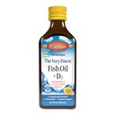 Carlson - A legfinomabb halolaj + D3, 1600 mg Omega-3, 50 µg (2000 NE) D3-vitamin, folyékony halolaj és D3 kiegészítés, norvég, vadon fogott, fenntarthatóan őrölt, 200 ml citrom (6,7 Fl Oz)