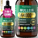 Mullein cseppek tüdők, 144000mg mullein levélkivonat tüdők tisztítás és légzés funkció egészséges légzés immun, emésztési rendszer, természetes gyógynövény kiegészítés cukor & alkoholmentes, 120- napos ellátás