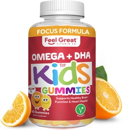 Feel Great Vitamin Co. Complete DHA Gummees for Kids 124; with Omega 3 6 9 + DHA, Vitamin C