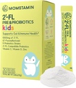 MOMSTAMIN 2 '-FL HMO Prebiotics & Probiotics gyerekeknek, 1000mg humán tej oligoszacharid 2' -FL Powder, szabadalmaztatott 11 Strains, Egészséges Gut Microbiome, Immune & Digestive Supplement, IBS Relief - 30 Sticks