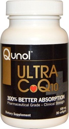 Qunol Ultra CoQ10 100mg Softgelles- 3x Jobb abszorpció, Antioxidáns a szív egészség és energia termelés, Koenzim Q10 vitaminok és kiegészítők, 1 hónap ellátás, 30 gróf