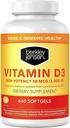 Berkley Jensen magas hatásfokú D3-vitamin 2000NE (50 mcg) (640 Softgels), Fogak, Izom, Immunfunkció és Csontegészség diétás kiegészítése, Férfiaknak és nőknek, Készült az USA-ban, 640 napos ellátás